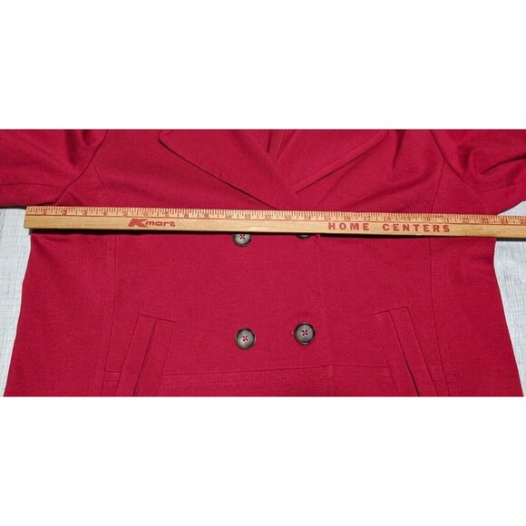 Chico’s Pea Coat Red Faux Fur Removable Collar Size 3 Large - Picture 10 of 13